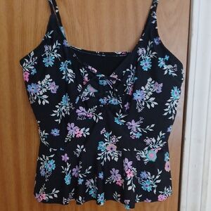Floral Black Swimsuit Top